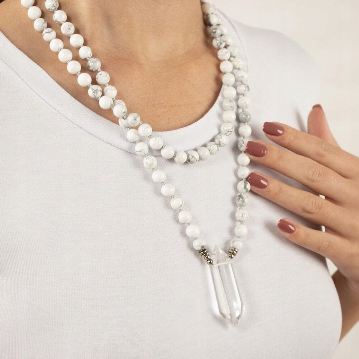 Naszyjnik Mala myga Kryształ górski Howlit