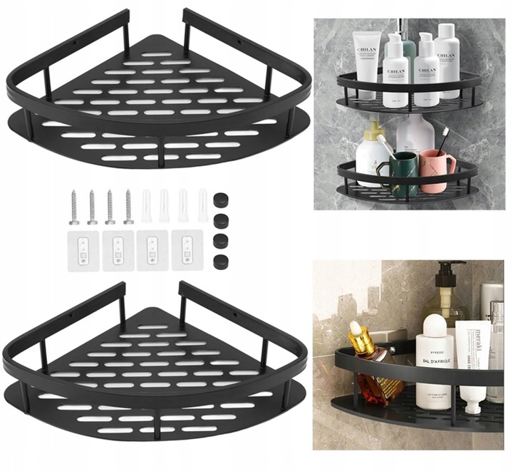 Półka Łazienkowa Narożna Wisząca Pod Prysznic Zestaw 2szt.