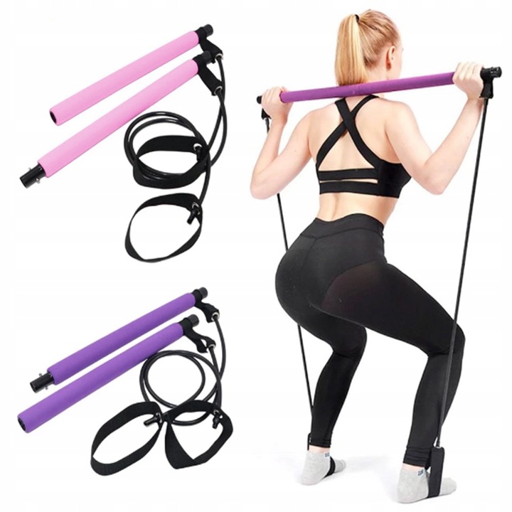 DRĄŻEK DO PILATESU BAR KIJ DO ĆWICZEŃ GUMY OPOROWE EKSPANDERY Z DRĄŻKIEM
