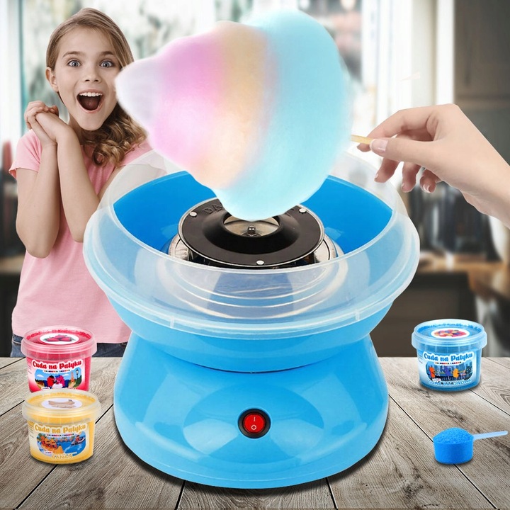 MASZYNA URZĄDZENIE DO WATY CUKROWEJ DLA DZIECI + AKCESORIA MIARKA PATYCZKI