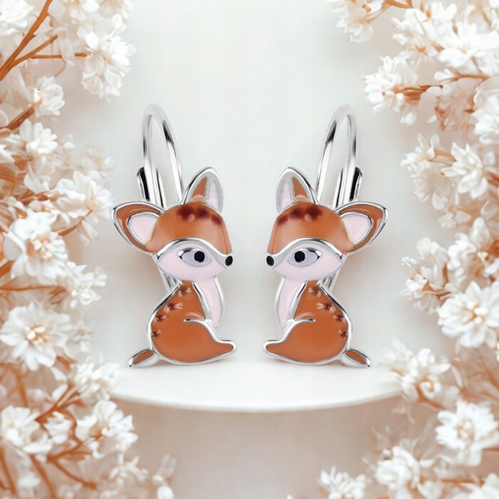 KOLCZYKI SREBRNE DLA DZIEWCZYNKI SARENKA ANGIELSKIE ZAPIĘCIE SARENKI BAMBI