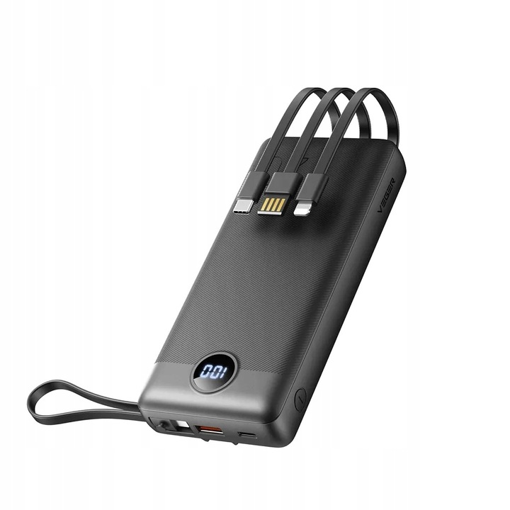 POWERBANK VEGER C20 BATERIA 20000mAh USB-C micro Lightning +wbudowany kabel