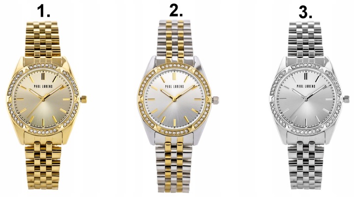 ZEGAREK DAMSKI PAUL LORENS MOCCA cyrkonie złoty +BOX +GRAWER