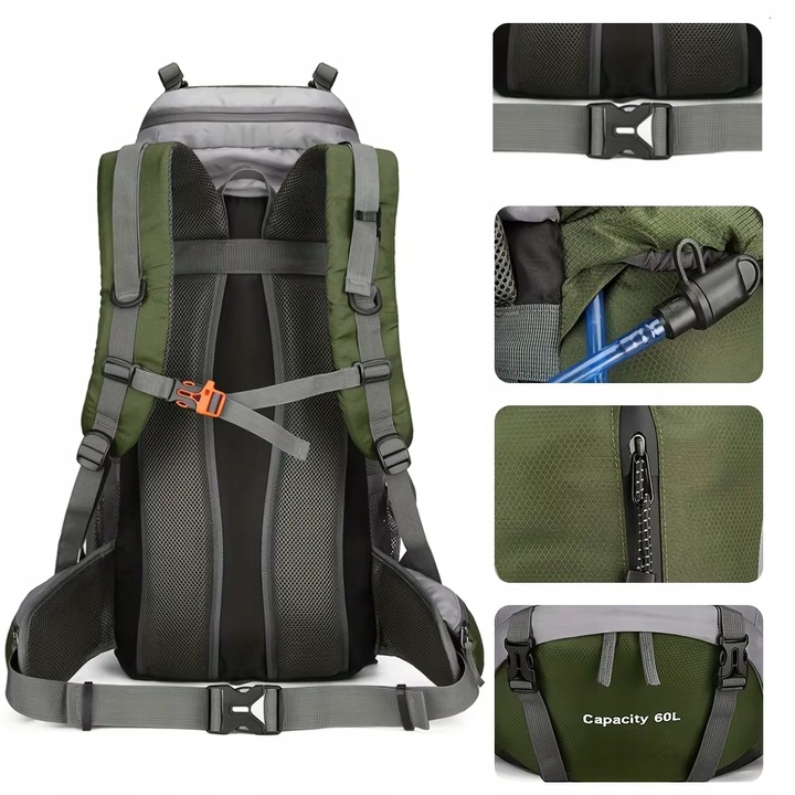 Plecak turystyczny górski w góry 70L Traper 3 GREEN z pokrowcem Trekkingowy