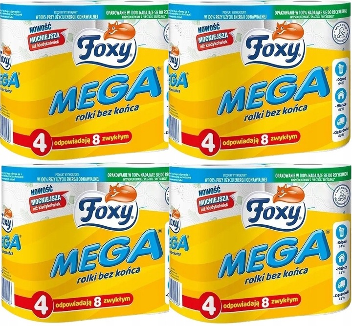 Papier Toaletowy FOXY MEGA dekorowany bezzapachowy 3 Warstwy Celuloza A'4