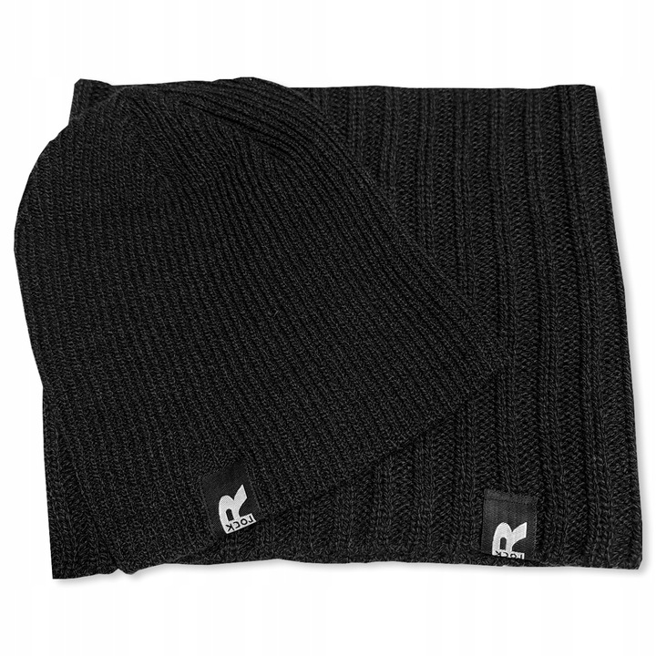 Zimowy KOMPLET Męski CZAPKA + KOMIN + RĘKAWICZKI DO TELEFONU CIEPŁY czarny