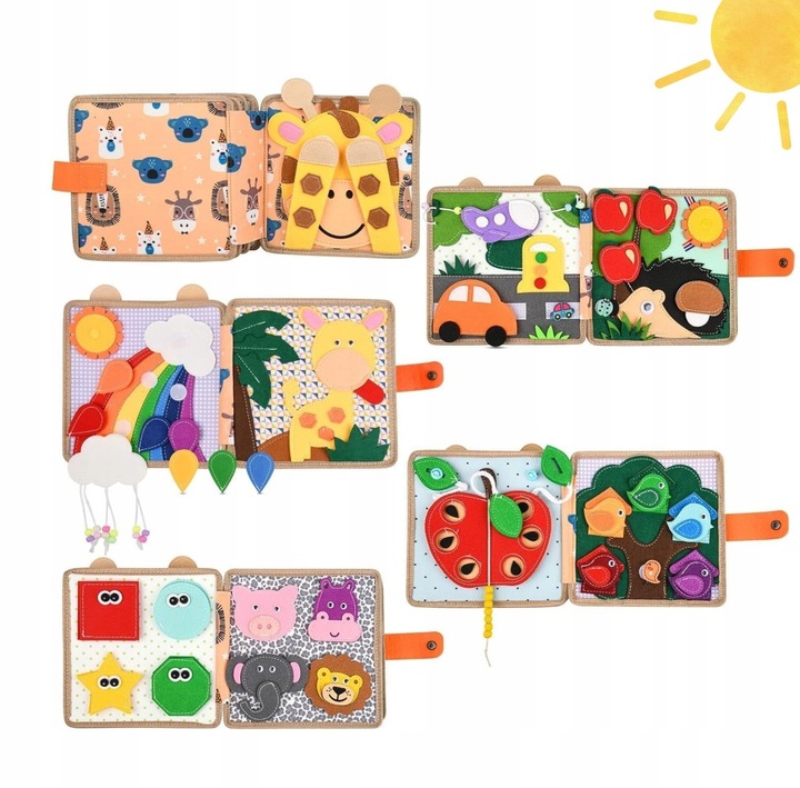 Tablica Manipulacyjna Sensoryczna Montessori Książeczka Zabawka Edukacyjna