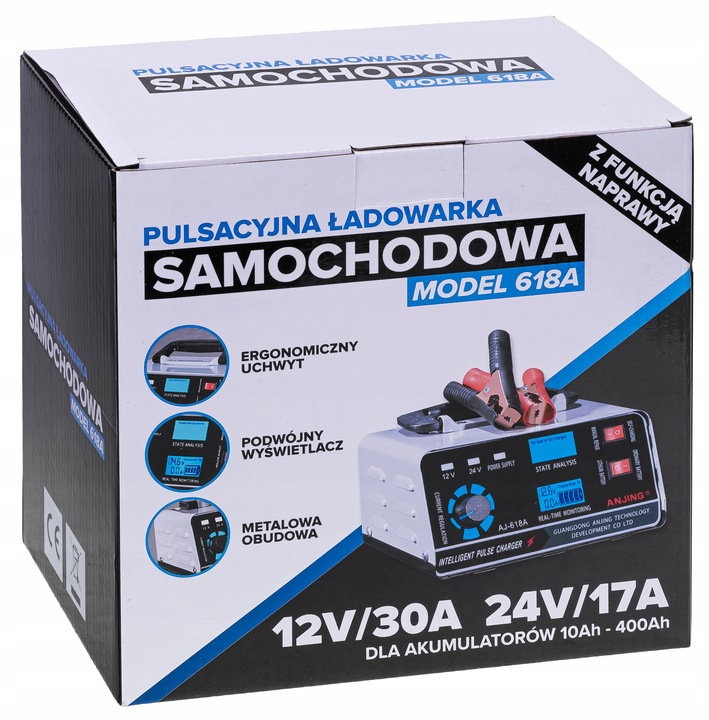 PROSTOWNIK SAMOCHODOWY DO AKUMULATORÓW 24V 12V 30A