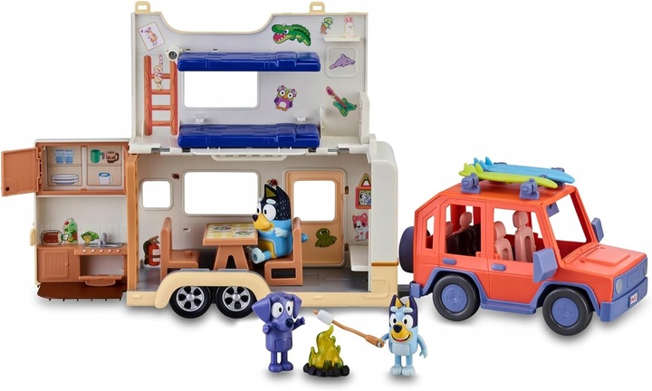 BLUEY ZESTAW AUTO I PRZYCZEPA KEMPINGOWA + 3 FIGURKI