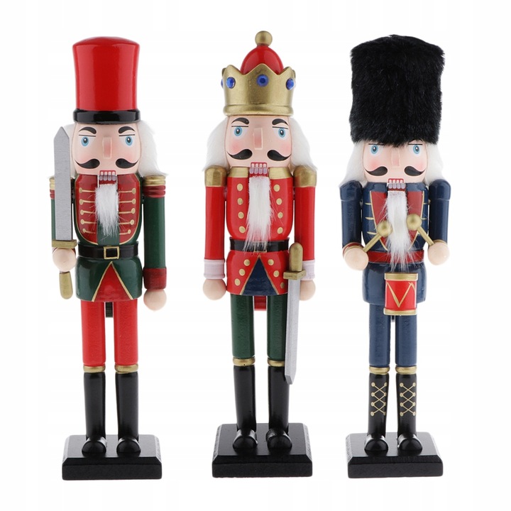 30cm Drewniany Dziadek do Orzechów Solider Figury Model Pacynka Lalka