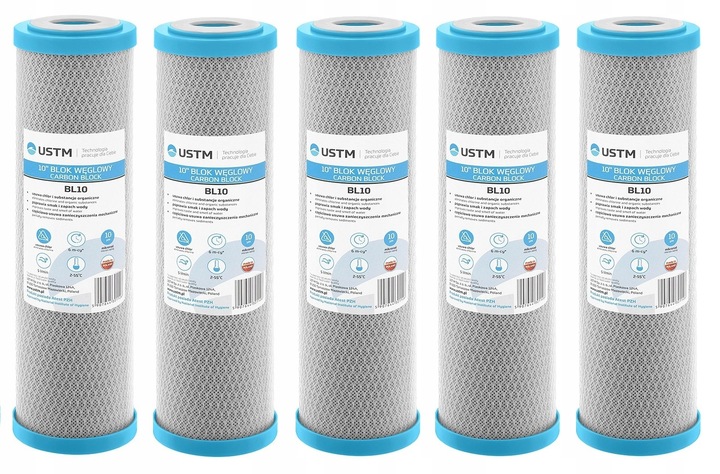 5 x FILTR DO WODY WKŁAD 10 WĘGLOWY USTM BL10