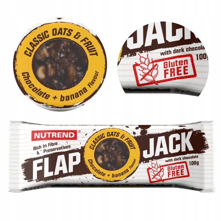 20 x BATON ENERGETYCZNY NUTREND FLAPJACK 100G CZEKOLADA BANAN BEZGLUTENOWY