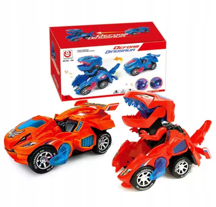 DINOZAUR ZMIENIAJĄCY SIĘ W AUTO Samochód robot gra zabawka transformermuje