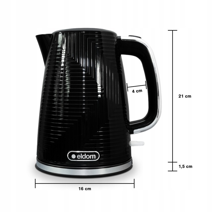 CZAJNIK ELEKTRYCZNY BEZPRZEWODOWY CZARNY 2200W 1,7l STRIX ELDOM C320C