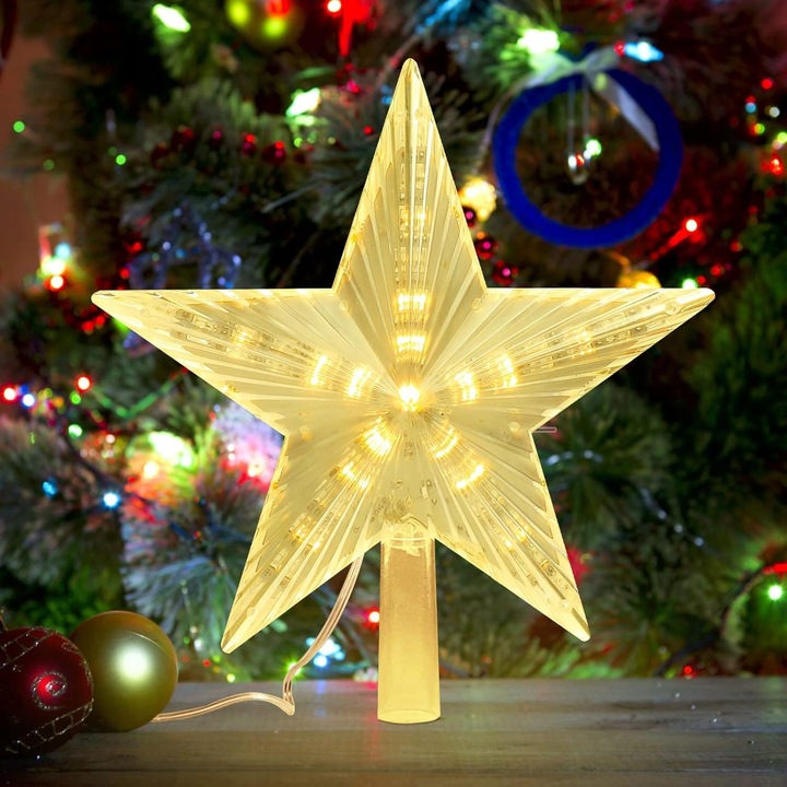 Czubek Na Choinkę Z 31 LED Czubek W Kształcie Gwiazdy, Lampki Choinkowe
