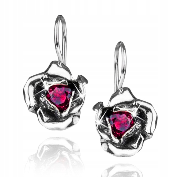 PIĘKNE KOLCZYKI SREBRNE WISZĄCE SREBRO PRÓBA 925 RÓŻE RODOWANE NA ŚWIĘTA