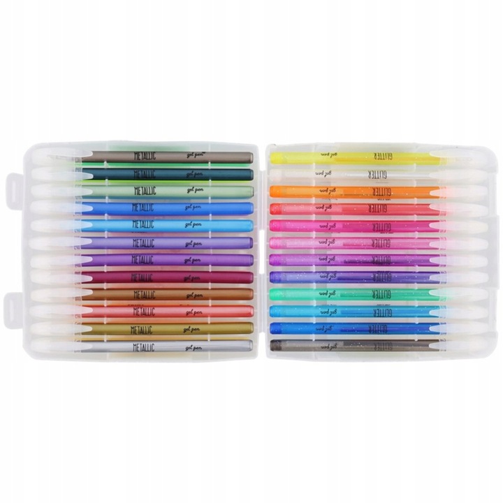 DŁUGOPISY PISAKI ŻELOWE BROKATOWE KOLOROWE ZESTAW 48 SZT