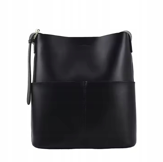 Torebka Damska CZARNA Torba na Ramię Pojemna Shopper Duża Eko Skóra Miejska