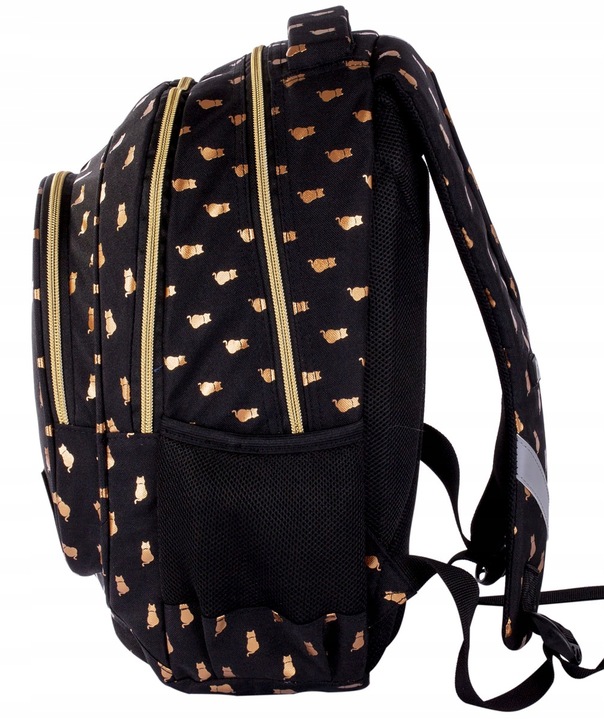 PLECAK TORNISTER SZKOLNY Z KOTKIEM KOT CZARNY ZŁOTY GOLDEN KITTY