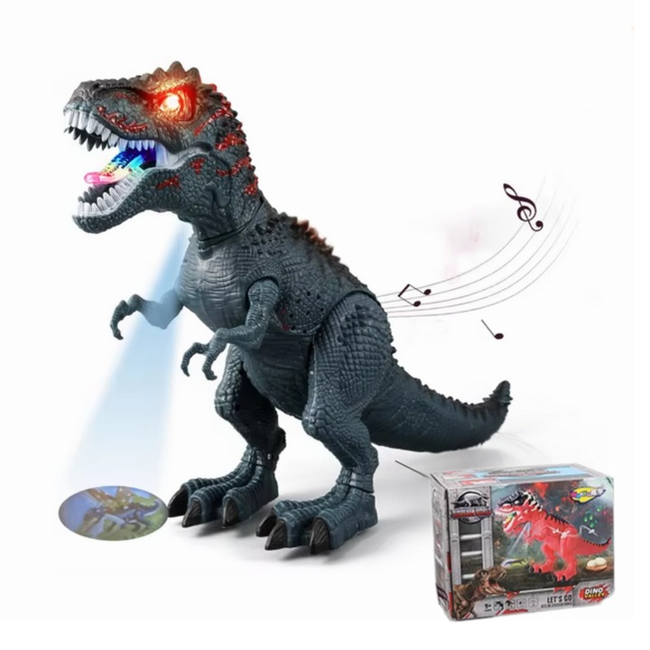 DUŻY DINOZAUR T-REX Z PROJEKTOREM Chodzi Ryczy ZNOSI JAJA