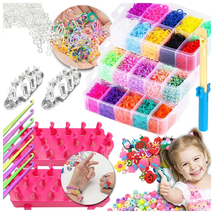 GUMKI DO ROBIENIA BRANSOLETEK DUŻY MEGA ZESTAW XXL 15000 URODZINY DIY GRUBE