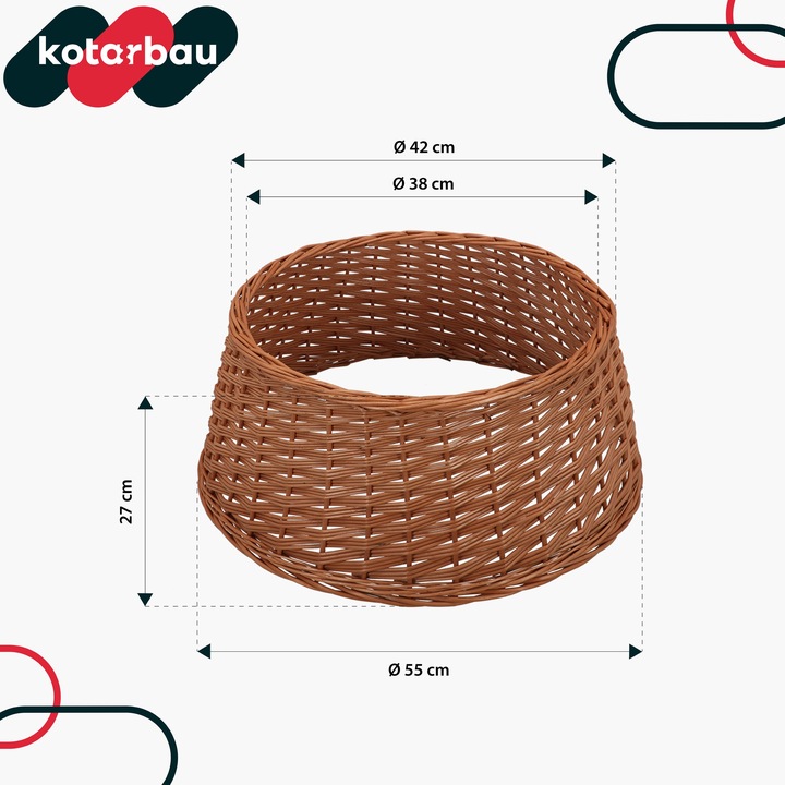 OSŁONA WIKLINOWA NA STOJAK POD CHOINKĘ BOHO KOSZ STOJAKA NATURALNY FI 55 CM