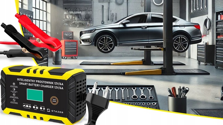 PROSTOWNIK DO AKUMULATORÓW SAMOCHODOWY AUTOMATYCZNY Z FUNKCJĄ NAPRAWY 12V