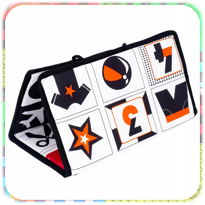 KSIĄŻECZKA KONTRASTOWA DLA NIEMOWLĄT Z Lusterkiem Sensoryczna Składana 0+