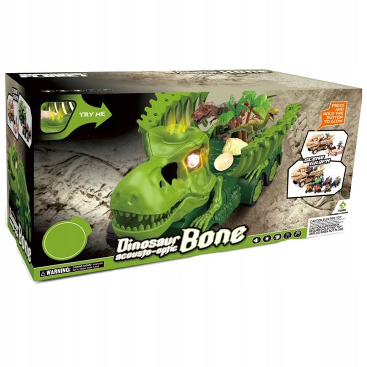 Auto transporter DINOZAUR interaktywny w zestawie z Quadem i motorem