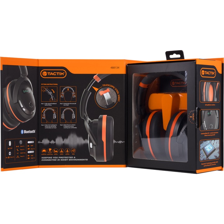 SŁUCHAWKI NAUSZNIKI OCHRONNE RADIO, BLUETOOTH 5,3 TELEFON HANDS-FREE TACTIX