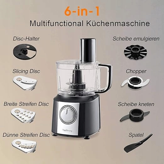 Robot kuchenny siekacz TopStrong FP201A 800 W czarny regulacja obrotów