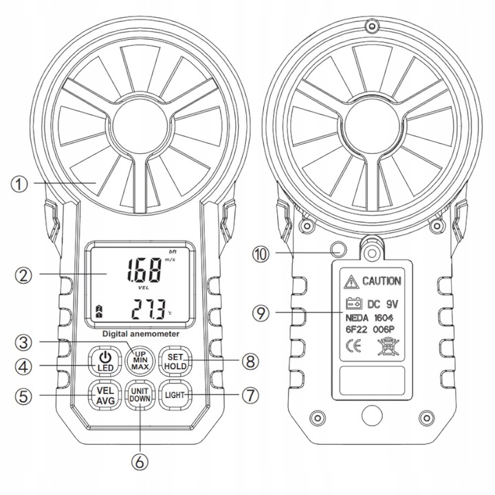 WIATROMIERZ ANEMOMETR MIERNIK WIATRU I TEMPERATURY