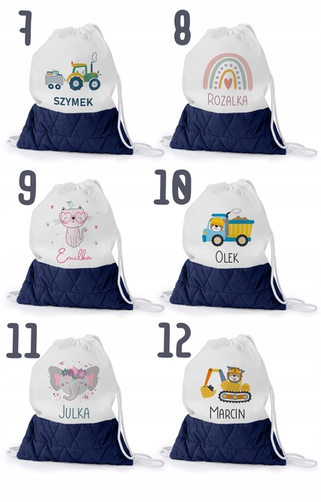 WOREK DO PRZEDSZKOLA ŻŁOBKA PLECAK DLA DZIECKA Z PĘTELKĄ NA BUTY + IMIĘ
