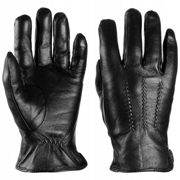 Skórzane klasyczne czarne rękawice męskie S