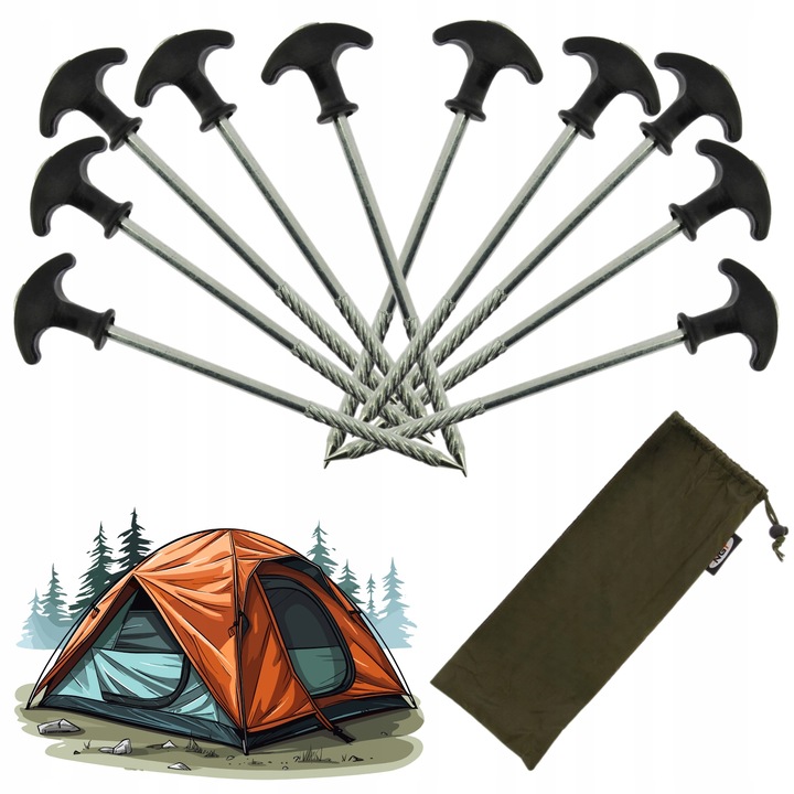 Śledzie do Namiotu Szpilki Wkręcane Długie NGT 20cm Wojskowe Kotwy Metalowe