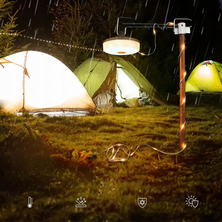 OŚWIETLENIE NAMIOTU KEMPINGOWEGO LED CIEPŁE ŚWIATŁO + BIAŁE ŚWIATŁO 1800MAH