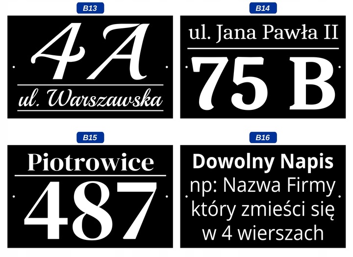 Tabliczka Adresowa CZARNA Duża - METALOWA - UV