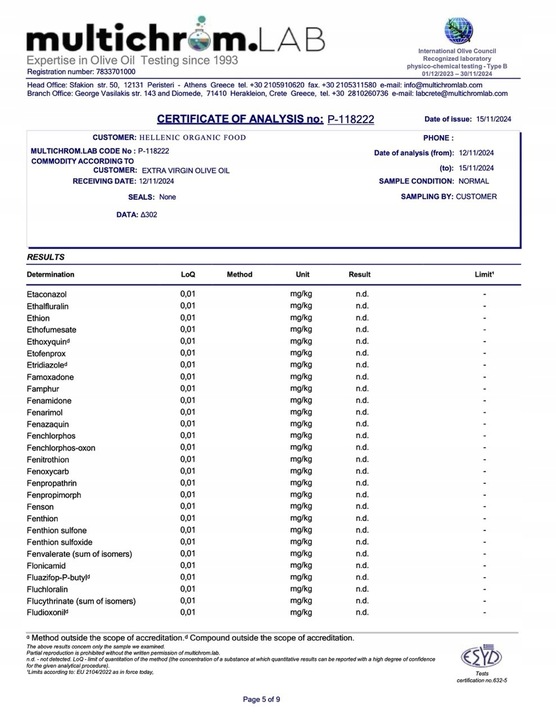 Oliwa z oliwek niefiltrowana Koronida max 0.3% 5 l