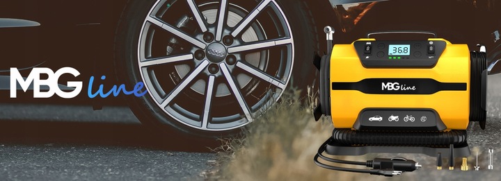 Kompresor samochodowy MBG Pro 12 V 230 V sprężarka pompka latarka 35 l/min