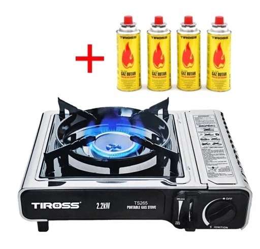 Kuchenka turystyczna +GAZ x 4 szt. TS-265 PIKNIK KAMPING PLENER