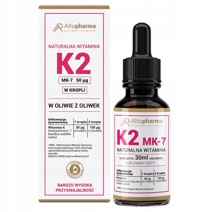 NATURALNA WITAMINA K2 MK-7 FORTE KROPLE 30ml WEGE
