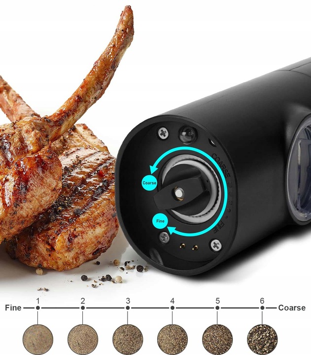 ELEKTRYCZNY MŁYNEK DO SOLI I PIEPRZU | 2w1 ZESTAW