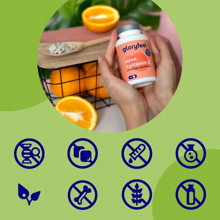 ŻELAZO + WITAMINA C KWAS ASKORBINOWY na odporność 240 tabletek gloryfeel
