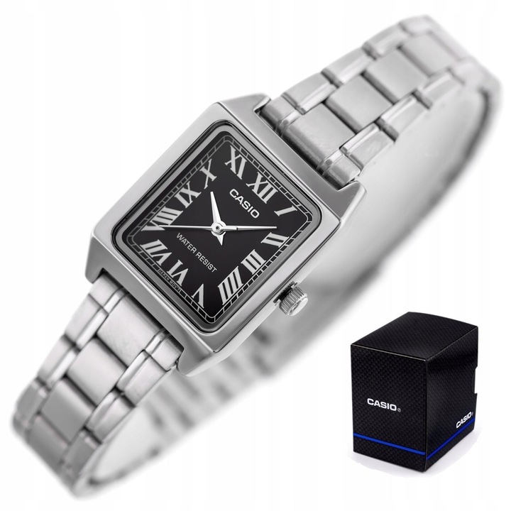 ZEGAREK DAMSKI CASIO LTP-V007 rzymskie cyfry stalowy + BOX +GRAWER