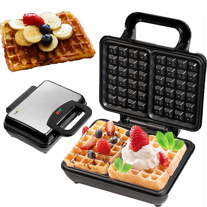 GOFROWNICA NA 2 DUŻE CHRUPIĄCE GOFRY XXL MOCNA OPIEKACZ GOFRÓW WYPIEKACZ