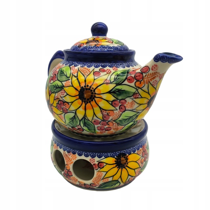 CZAJNIK Z PODGRZEWACZEM CERAMIKA BOLESŁAWIEC