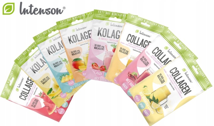 10x INTENSON KOLAGEN + KWAS HIALURONOWY + WITAMINA C do picia truskawkowy