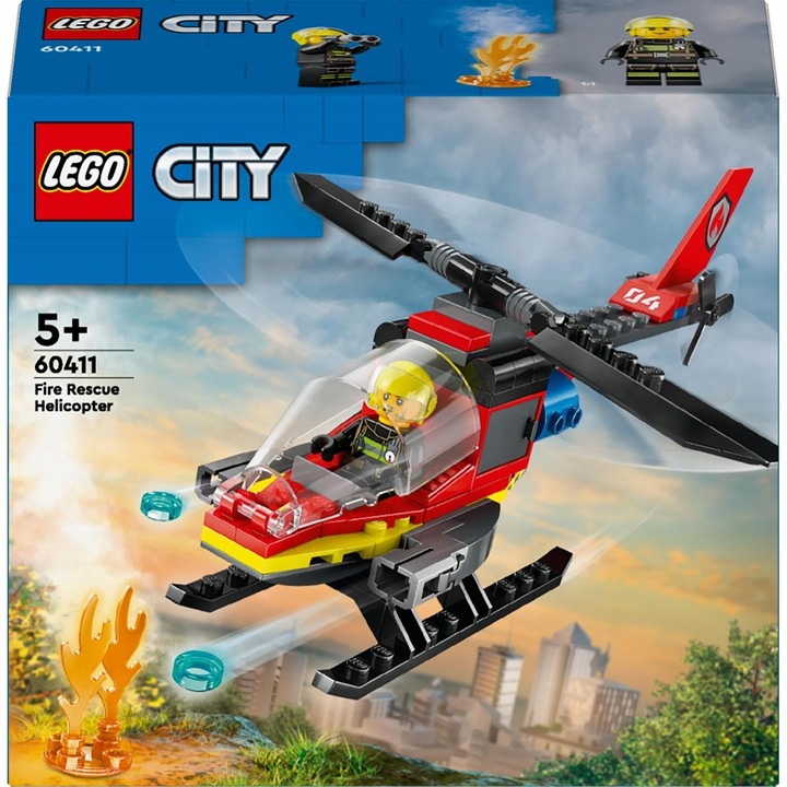 LEGO City Straż Pożarna 60411 Strażacki Helikopter Ratunkowy Armatki Wodne