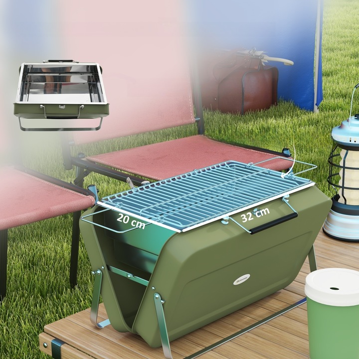 PRZENOŚNY GRILL WĘGLOWY BBQ, SKŁADANY MINI GRILL ZE STALI NIERDZEWNEJ NA
