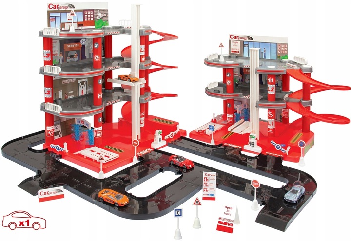 MEGA GARAŻ PARKING 4 POZIOMY 3W1 TOR WINDY MYJNIA + AUTO polski MOCHTOYS